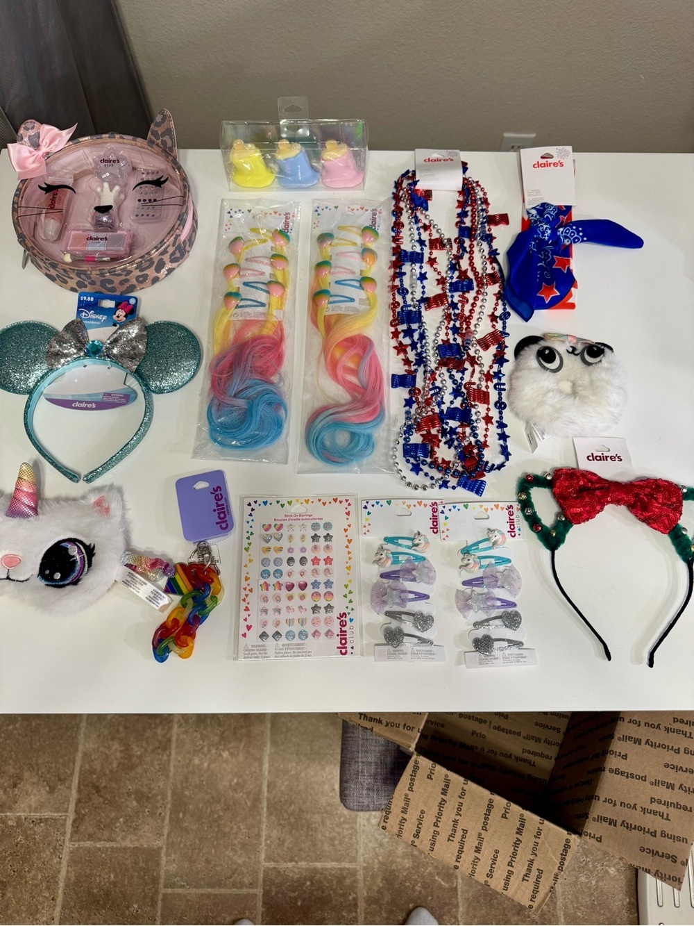 Claire's Kids Multicolor Hair and Makeup Lot- Rainbow Headbands & Clips